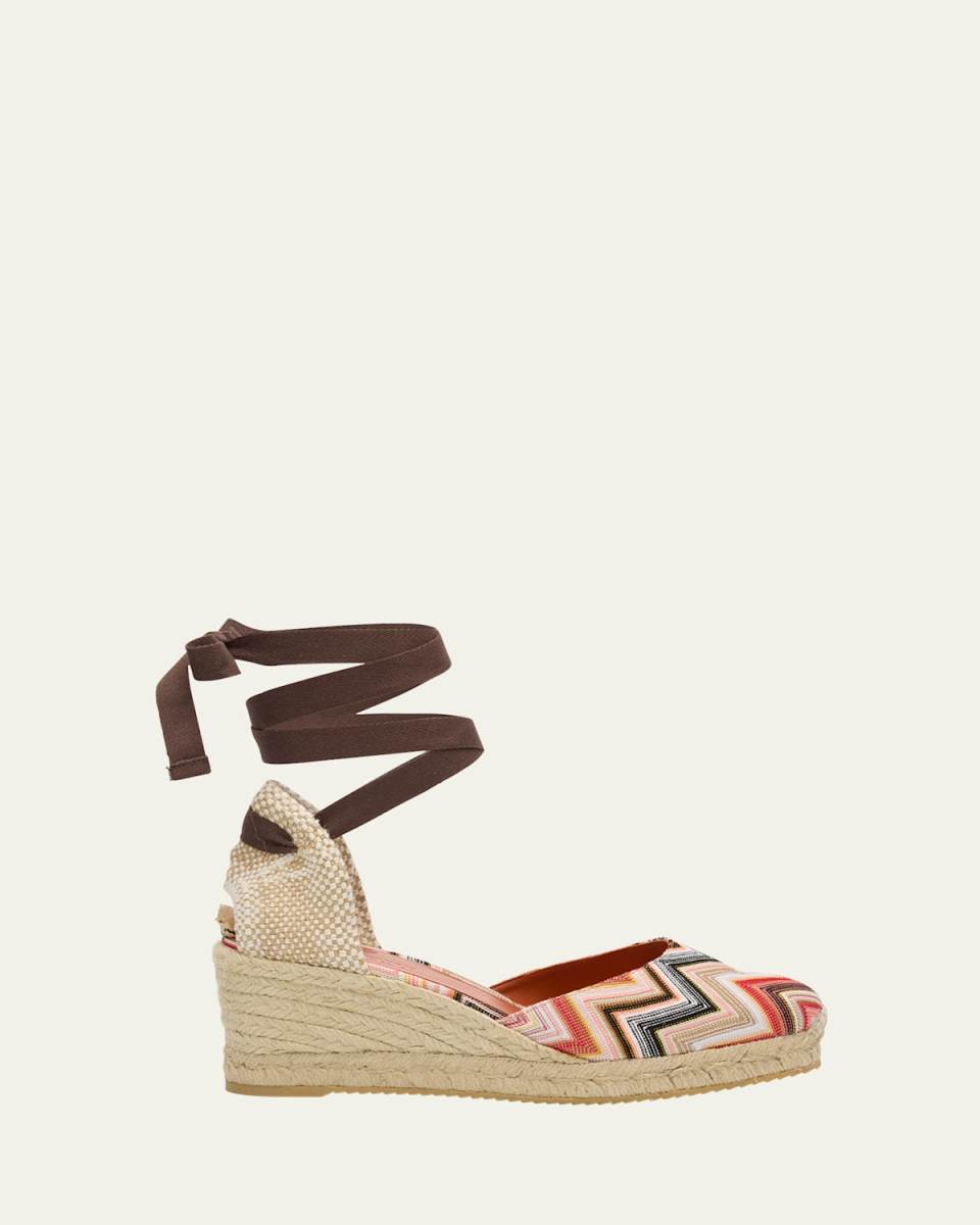 Raschel Ankle-Tie Wedge Espadrilles
